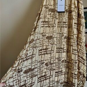 En Saison Remi Midi Cream Skirt with Gold Sequin Grid